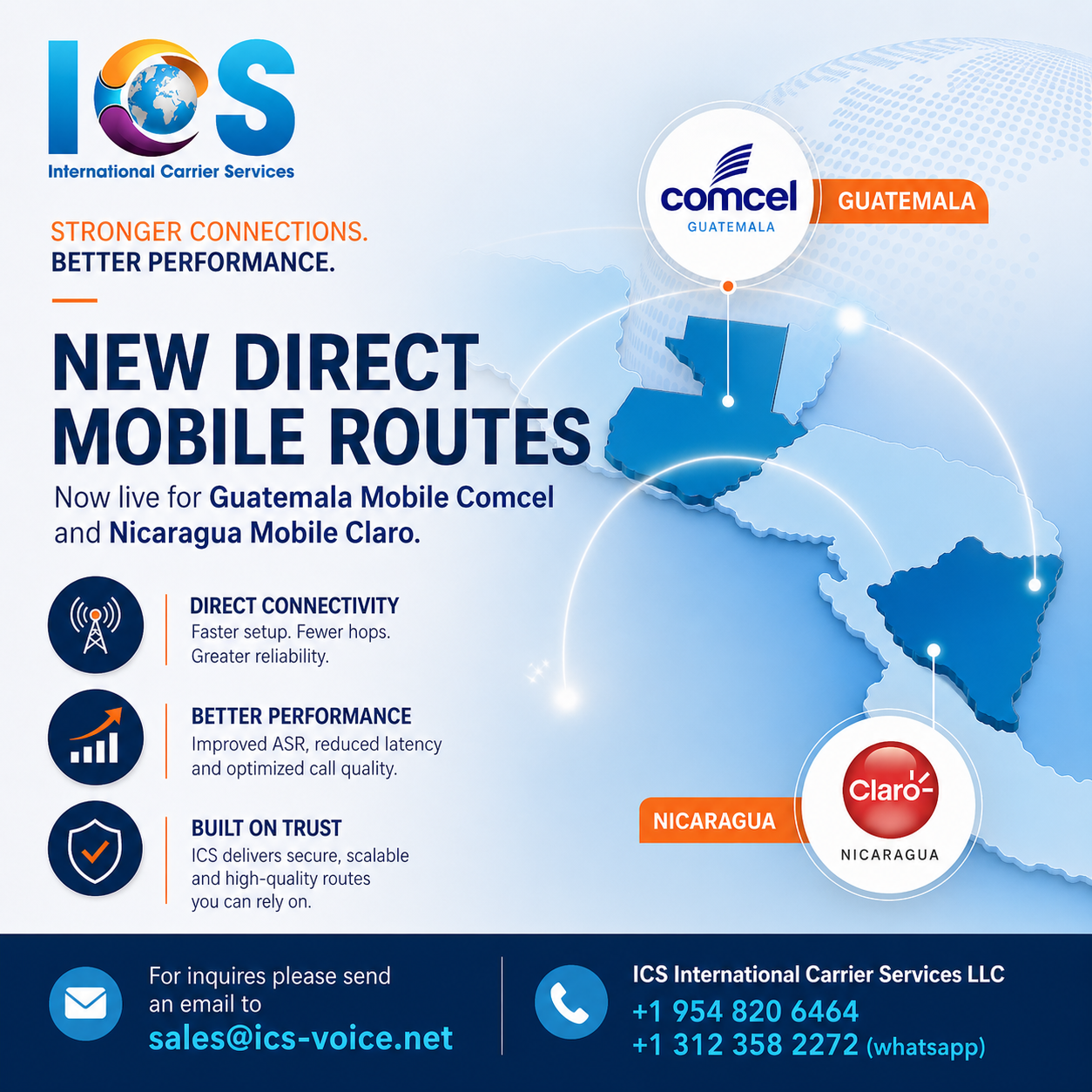 Guatemala Comcel & Nicaragua Claro Directs Available